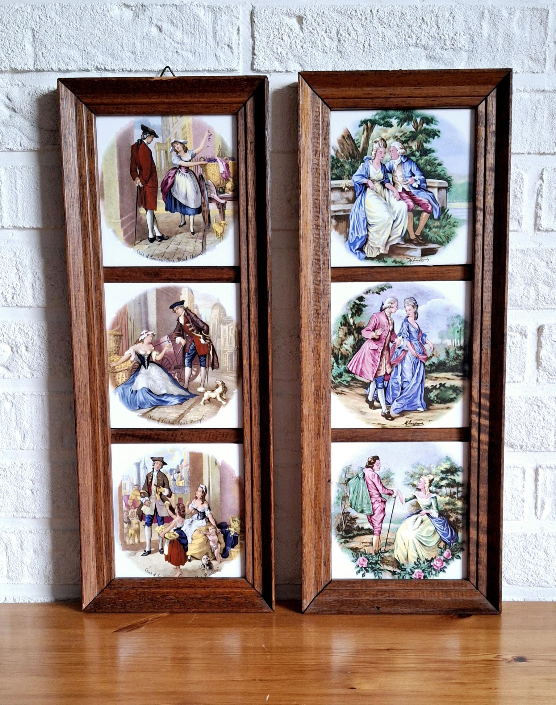 Set of Two Framed Ceramic Tile Wall Art – Fragonard and Cries of London