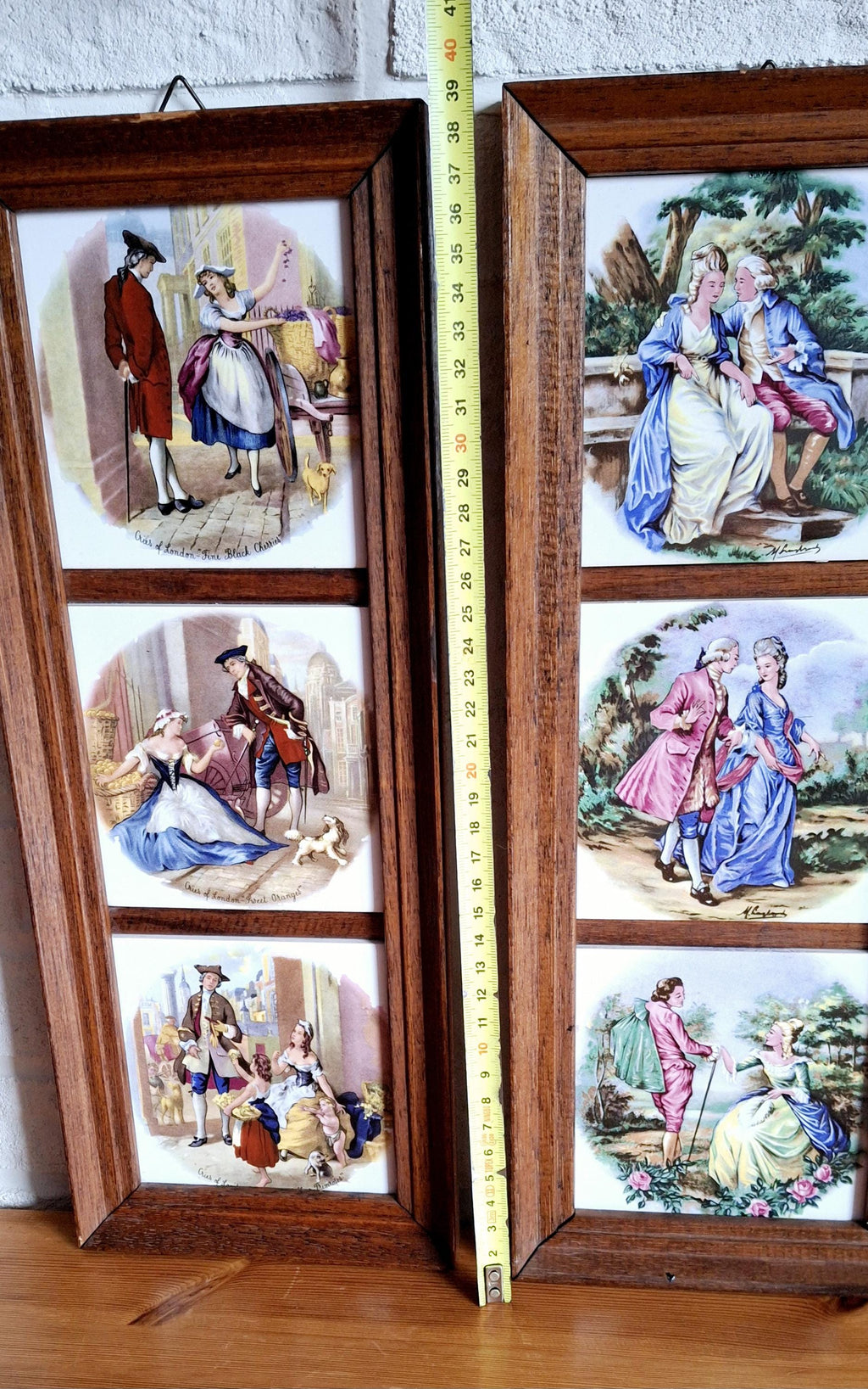 Set of Two Framed Ceramic Tile Wall Art – Fragonard and Cries of London