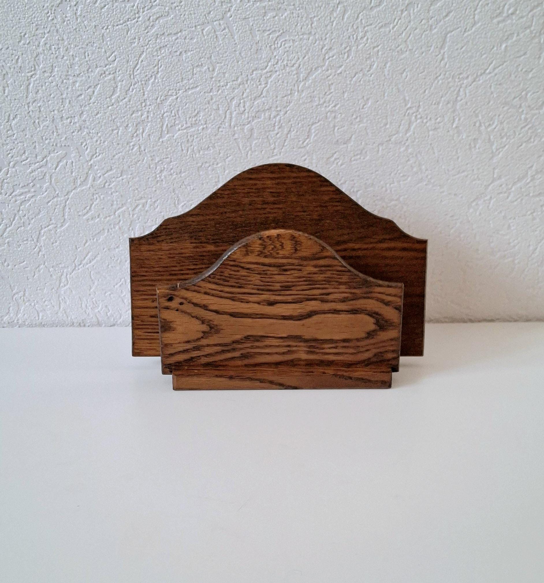 Vintage wooden letter holder, Post holder, Classic oak desk organizer