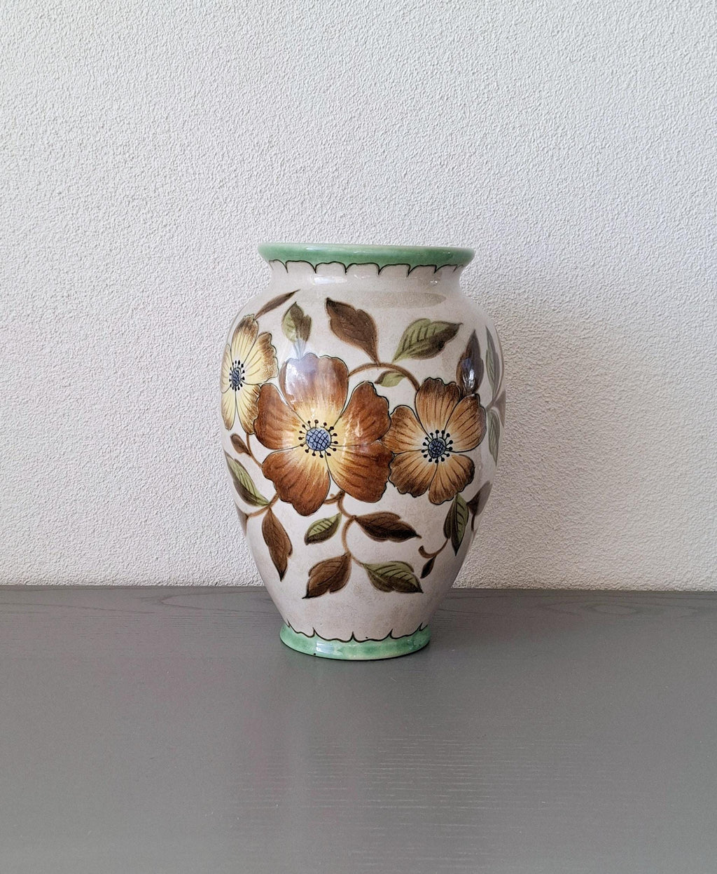 Large Gouda dutch ceramic vase, Vintage Holland pottery