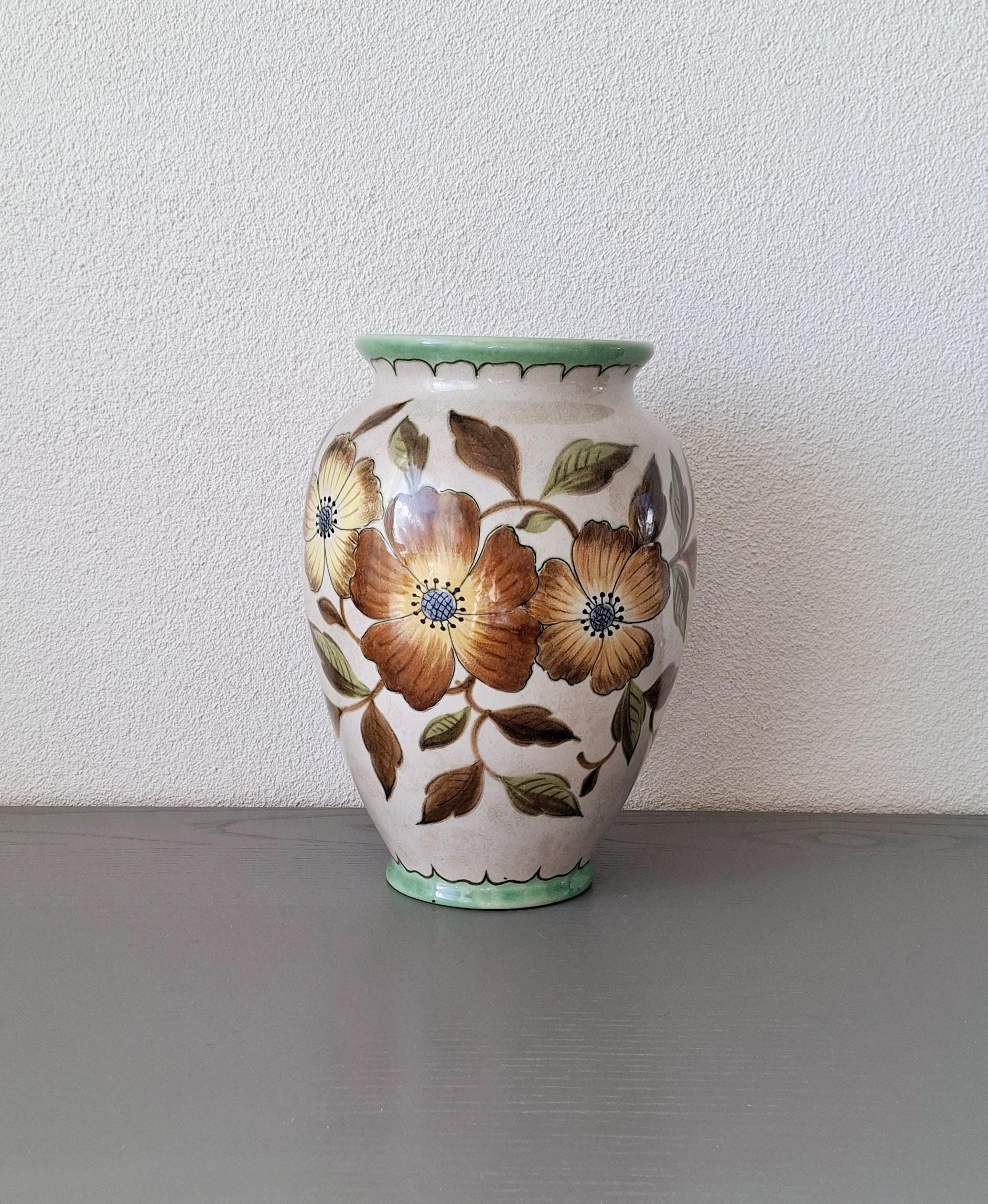 Large Gouda dutch ceramic vase, Vintage Holland pottery