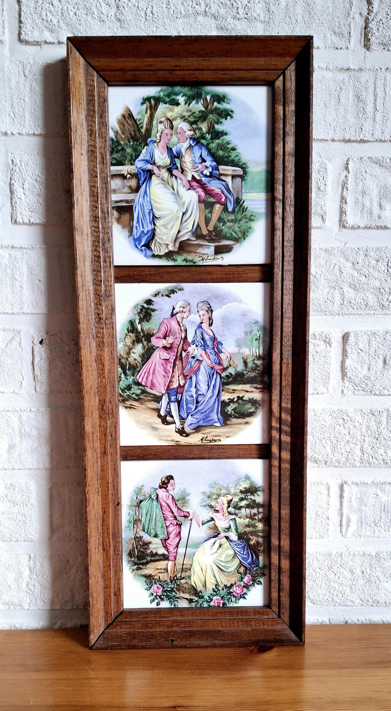 Set of Two Framed Ceramic Tile Wall Art – Fragonard and Cries of London