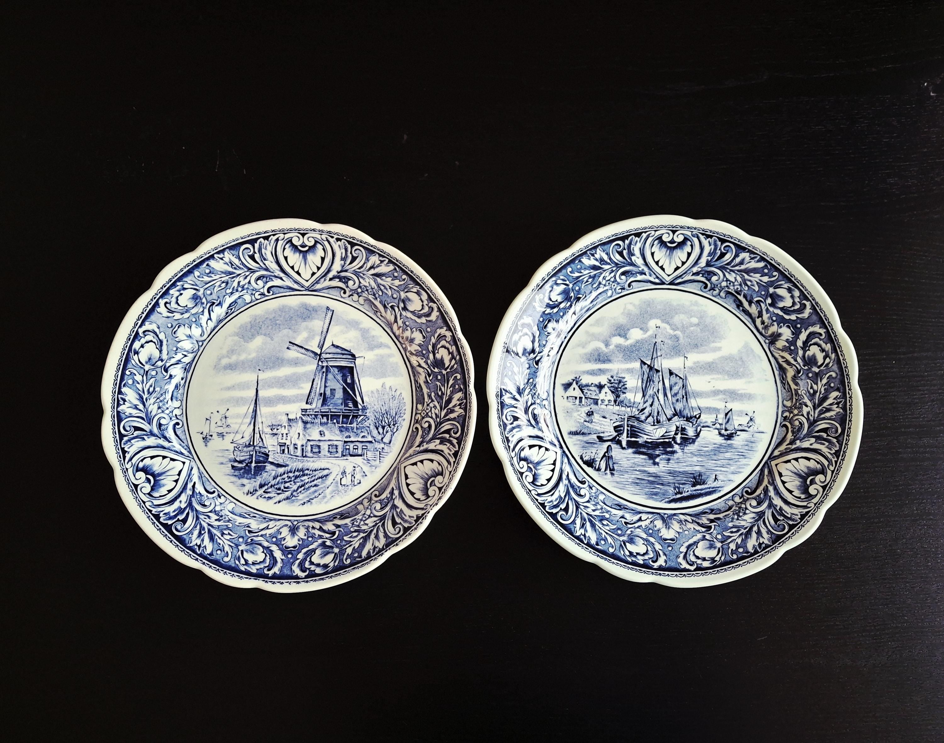 Two vintage Delft Blue Plates by Boch, 10 inches