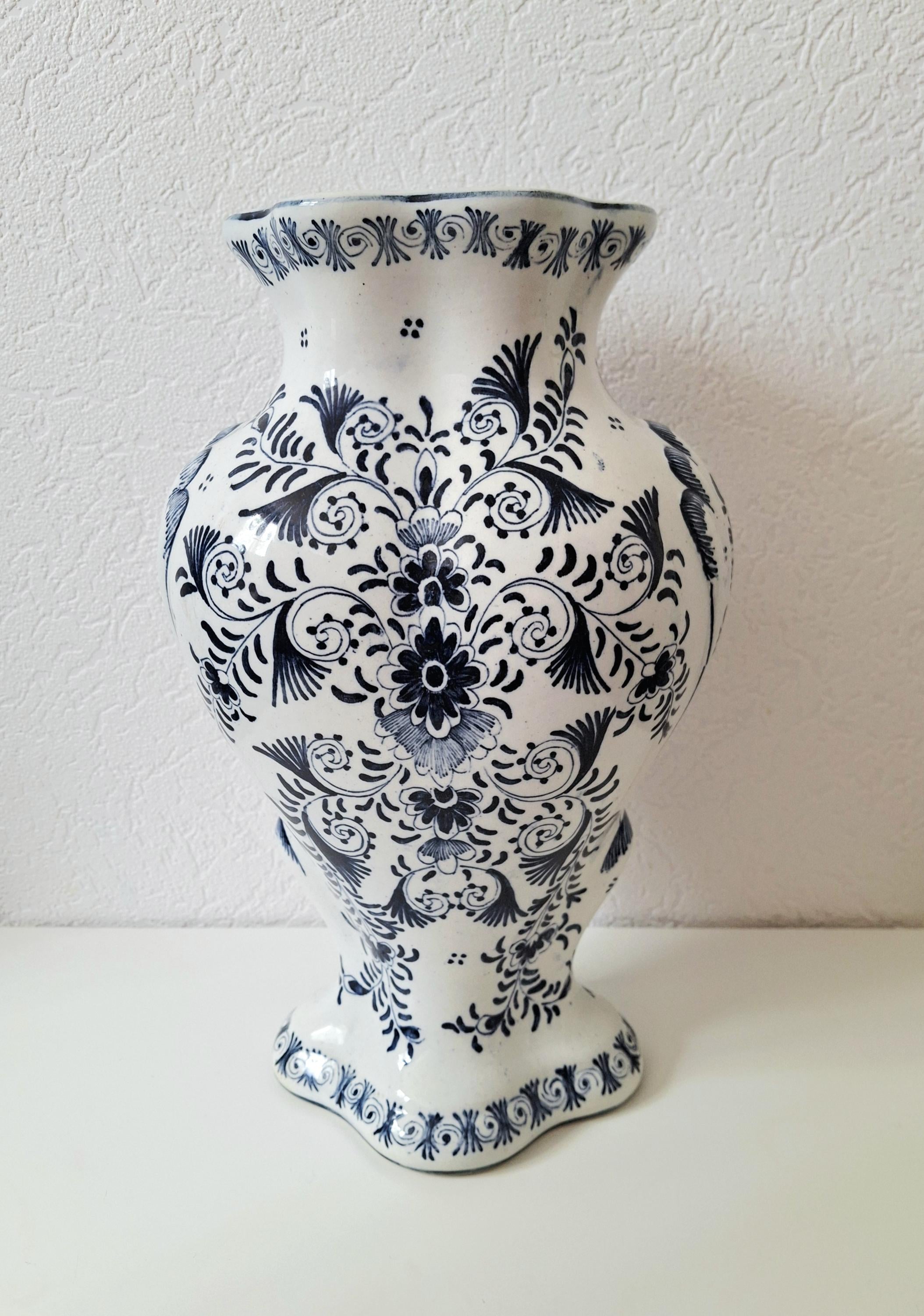 Antique Delft vase, Blue and White Dutch Ceramic
