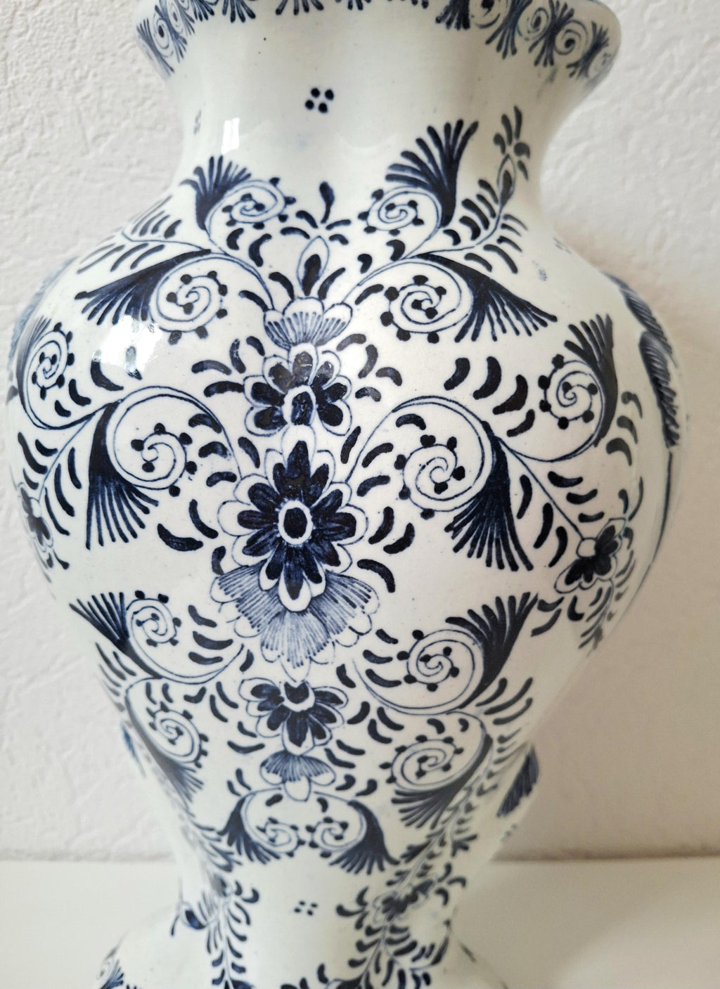 Antique Delft vase, Blue and White Dutch Ceramic